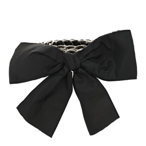 CHANEL Silk Chain CC Bow Dore Belt Black 